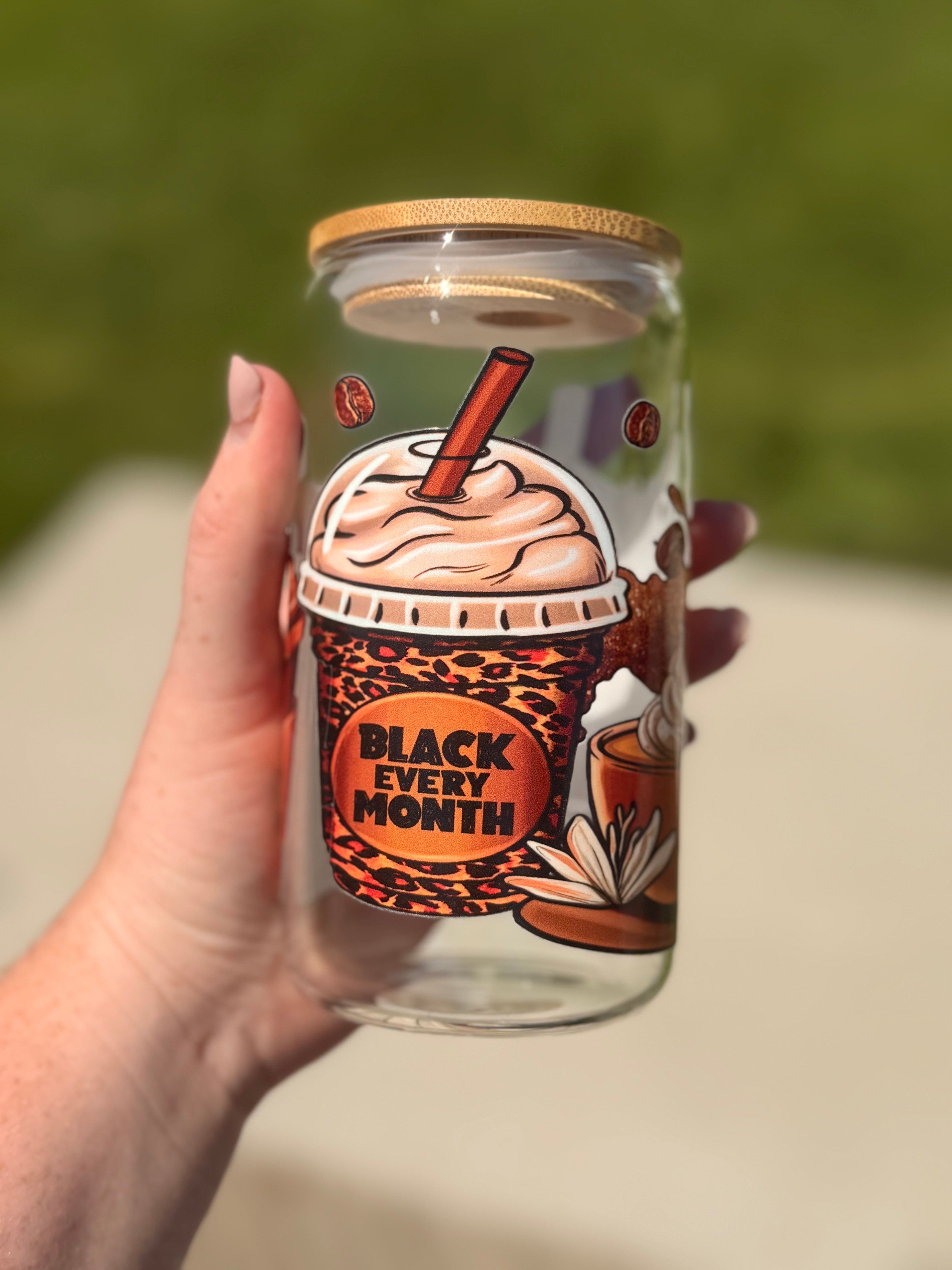 “Black Every Month” glass libbey cup
