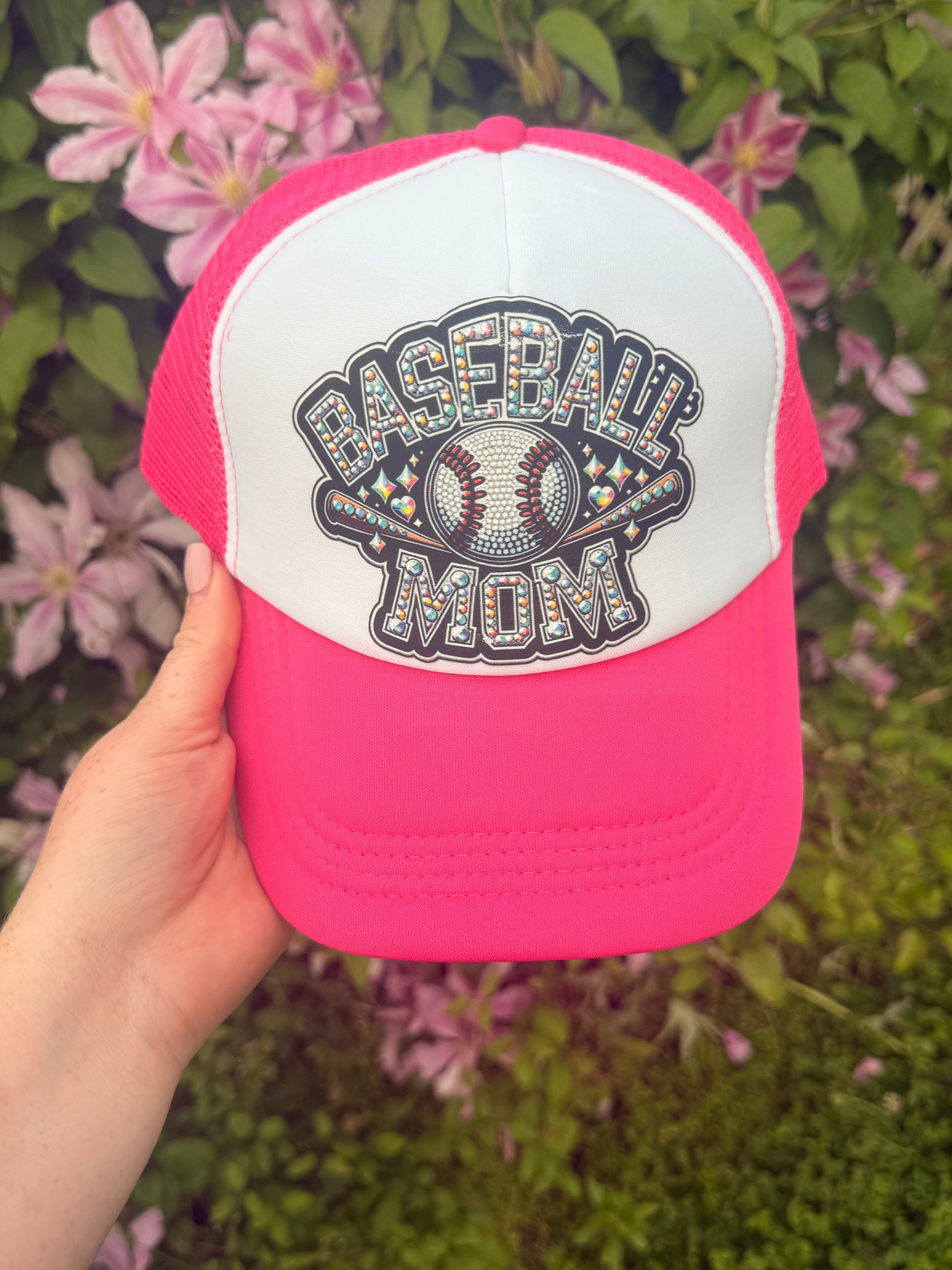 Pink- Baseball Mom- Trucker Hat